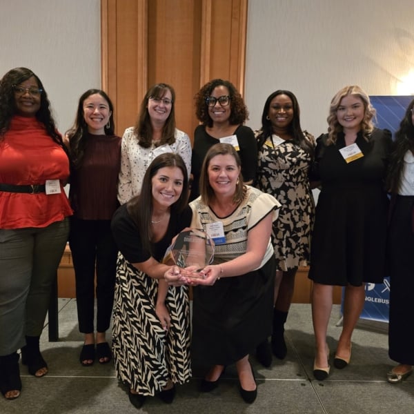 Group photo of Research Triangle Foundation representatives and RTP DEI Collective members at the Triangle Business Journal’s 2024 Leaders in Diversity Awards.