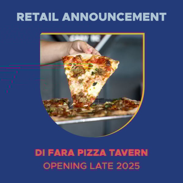Hand holding a slice of New York-style pizza from Di Fara Pizza Tavern, coming to Horseshoe at Hub RTP in late 2025.